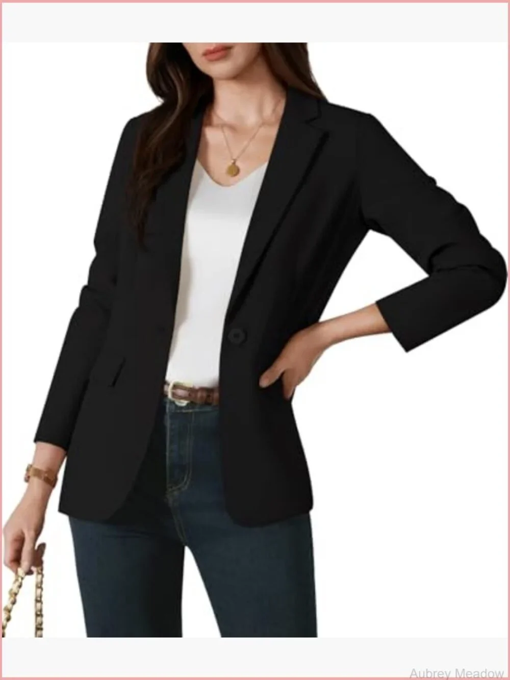 Open Front Long Sleeve Blazer with Notch Lapel and Pockets